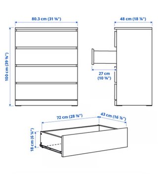 Cómoda Ikea Malm Roble. Regalo cristal templado