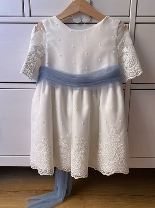 Vestido niña eventos blanco y azul