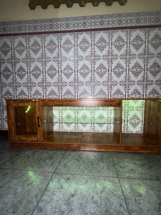 Mueble TV madera y cristal con luces LED