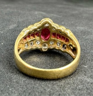 Anillo Rubí Birmano Diamantes Naturales Oro