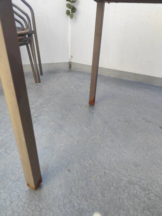 Conjunto terraza grande: Mesa cristal + 5 sillas