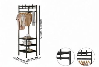 Scaffale angolare porta abiti in metallo nero