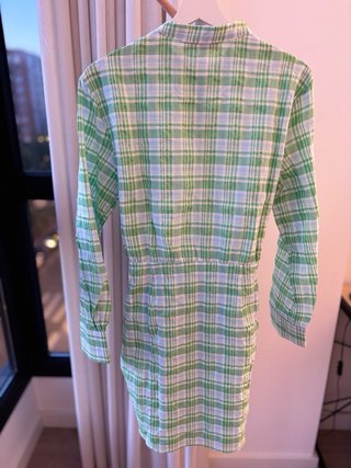 Vestido camisero Mango cuadros verde M