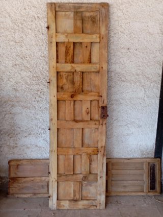 Puerta Antigua Madera Castellana Cuarterón 202x57