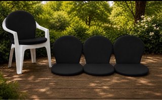 4 Cojines Asiento con Respaldo Negros