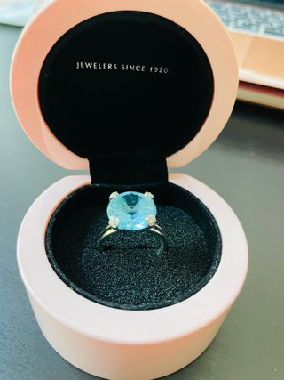 Anillo Tous Oro Blanco Topacio Azul Diamante