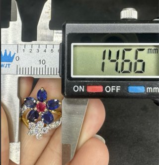 Anillo Flor Zafiros y Diamantes Naturales