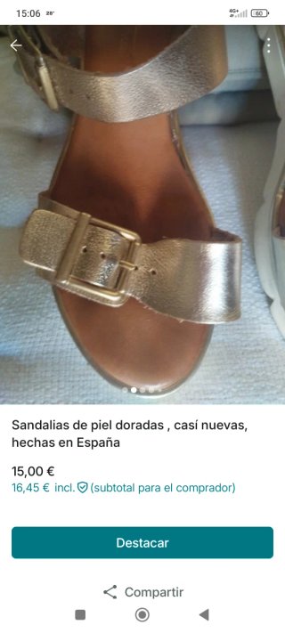 Sandalias doradas piel casi nuevas.