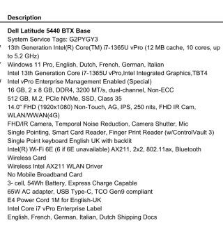 Dell I7 Latitude 5440 16GB 512  Windows 11 Pro