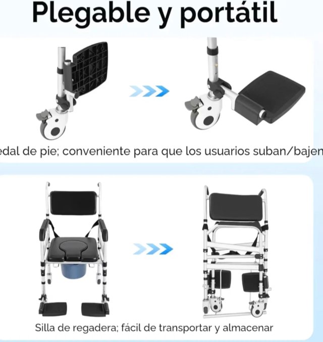 Silla de ruedas ajustable en altura, silla de aseo
