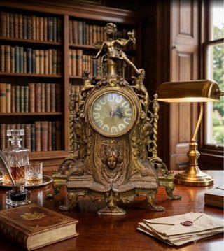 Reloj de mesa antiguo de bronce