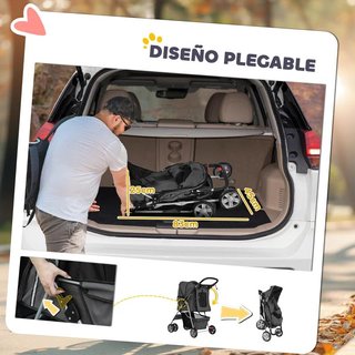 Carrello per Animali con Tetto Cestino Portabicchieri Grigio