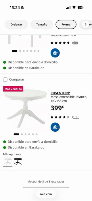 Mesa extensible Ikea Rosentorp Recoger en persona