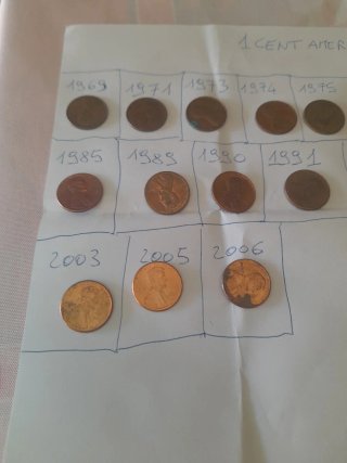 22 Monete da 1 Cent USA - Annate Diverse