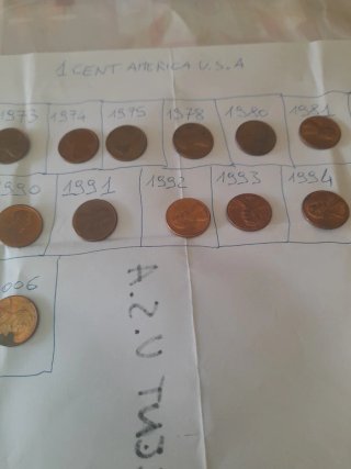 22 Monete da 1 Cent USA - Annate Diverse