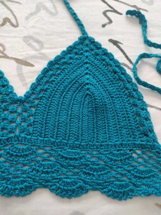 Top Crochet Azul Turquesa