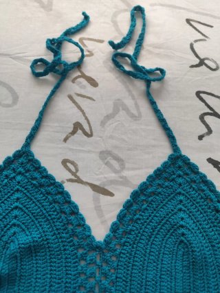 Top Crochet Azul Turquesa