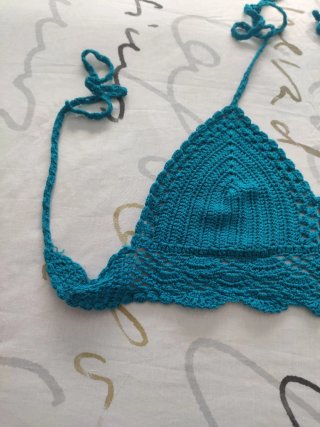 Top Crochet Azul Turquesa