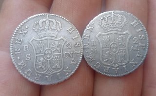 2 Monedas 2 Reales Carlos IV 1806 y 1808