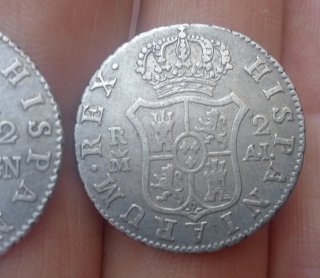 2 Monedas 2 Reales Carlos IV 1806 y 1808