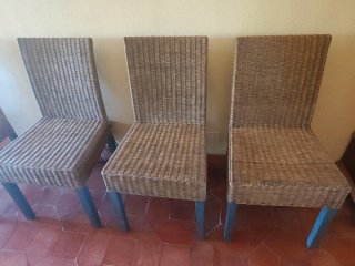 4 Sillas Ratán y Metal Comedor