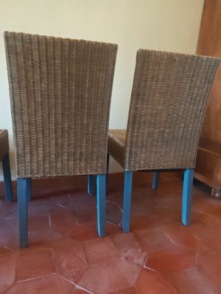 4 Sillas Ratán y Metal Comedor