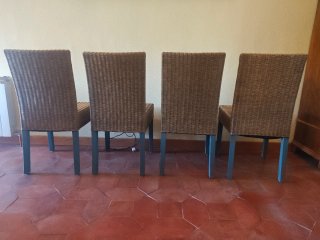 4 Sillas Ratán y Metal Comedor