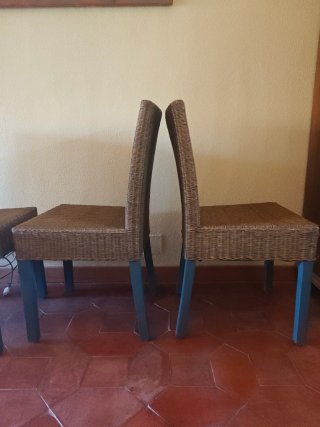 4 Sillas Ratán y Metal Comedor