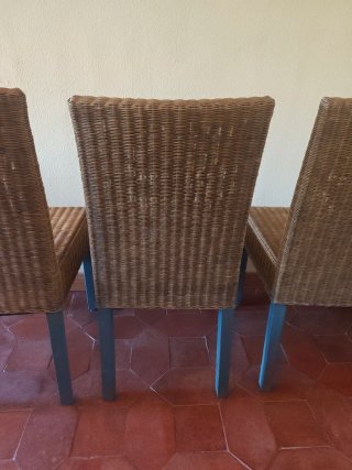 4 Sillas Ratán y Metal Comedor