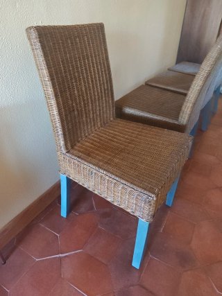4 Sillas Ratán y Metal Comedor