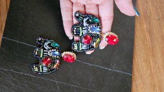Pendientes largos elefante multicolor