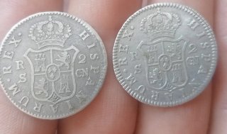 2 Monedas 2 Reales Carlos IV 1801 y 1808