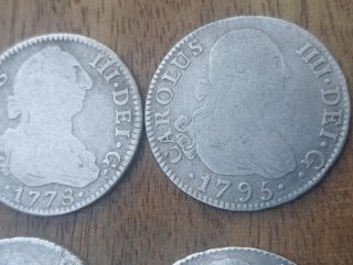 4 Monedas 2 Reales Carlos lll y IV.