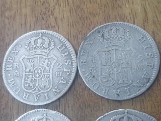 4 Monedas 2 Reales Carlos lll y IV.