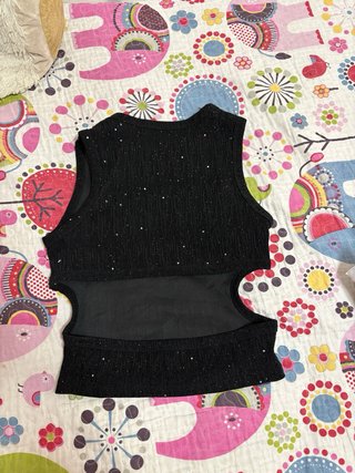 2 Tops Brillantes Negro/Plata Talla Única