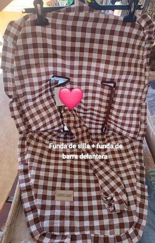 Funda silla y barra carro bebé cuadros