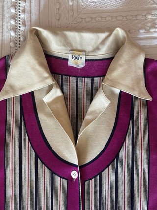Camicia vintage Ruffo righe beige/viola