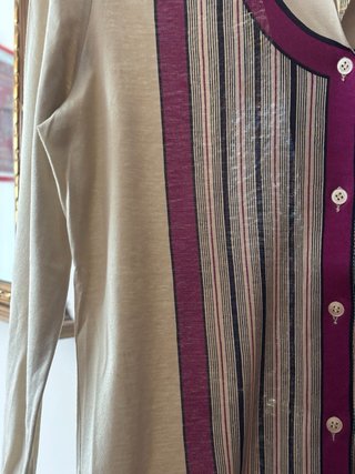 Camicia vintage Ruffo righe beige/viola