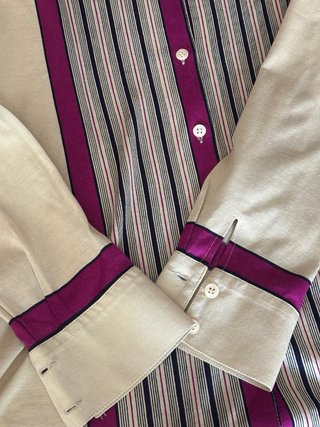 Camicia vintage Ruffo righe beige/viola