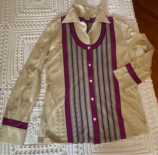 Camicia vintage Ruffo righe beige/viola