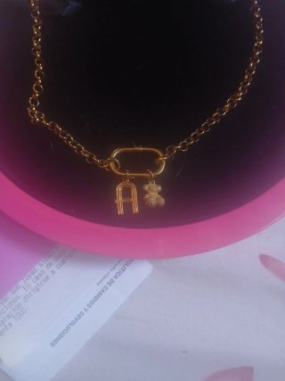 Collar Tous Dorado Letra A y Oso