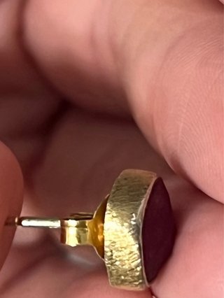 Pendientes Plata 925 Chapados Oro Con Rubí