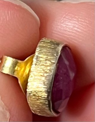 Pendientes Plata 925 Chapados Oro Con Rubí