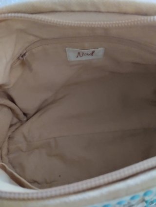 Bolso bandolera beige y turquesa