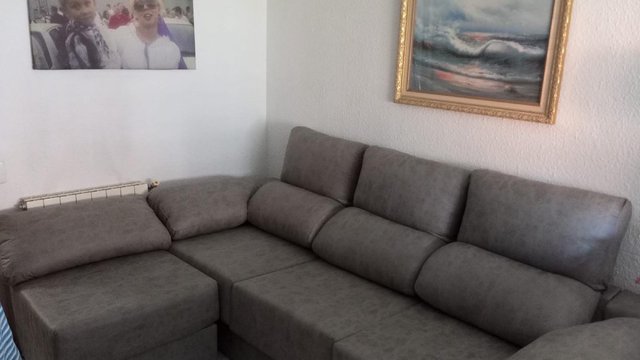 Sofá modular gris piel sintética