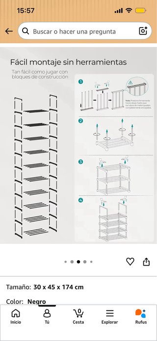 Zapatero organizador negro 10 niveles