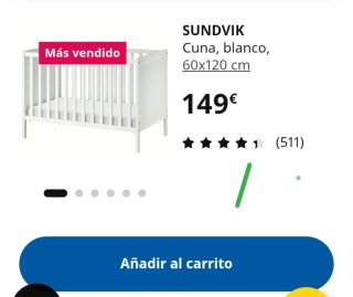 Cuna SUNDVIK Ikea blanca 60x120 cm
