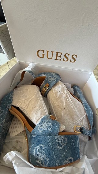 Tacones Guess Tejido Vaquero Azul