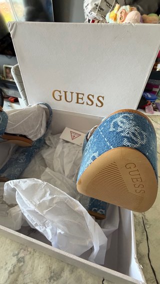 Tacones Guess Tejido Vaquero Azul