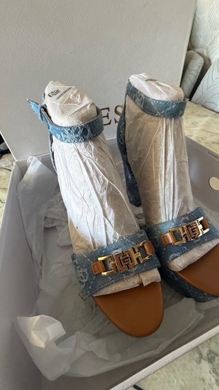 Tacones Guess Tejido Vaquero Azul